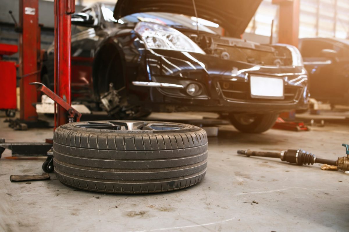 Service bay with tires at Monticello Tire Company in Monticello, MS